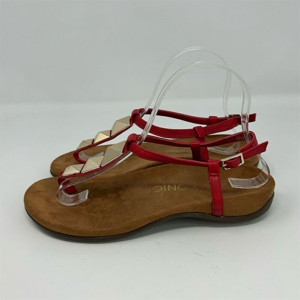 Vionic Red T-Strap Slingback Sandals Metallic Tex… - image 6